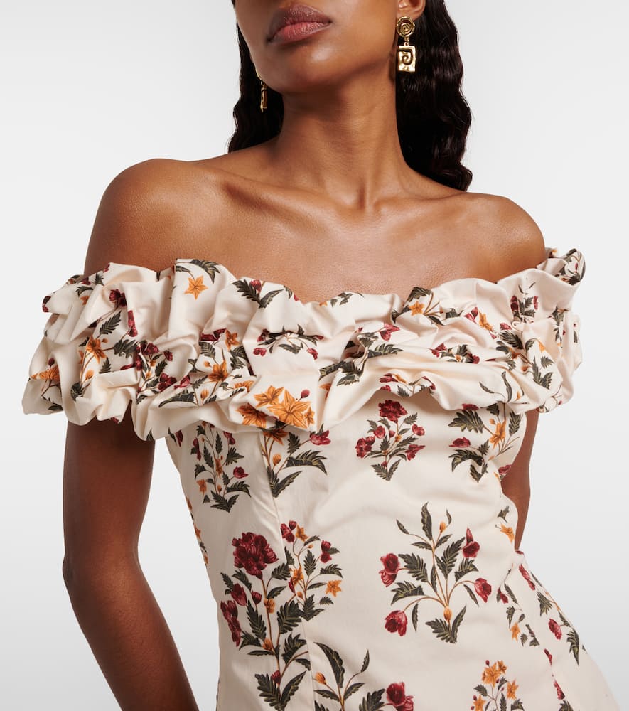 Floral ruffled cotton minidress