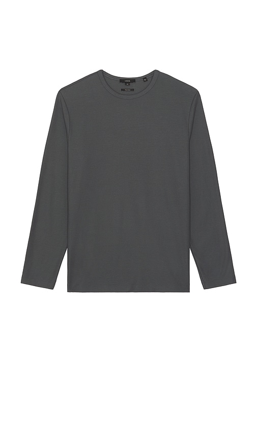 Vince Pima Pique Long Sleeve Tee in Grey.  XL/1X. Also in