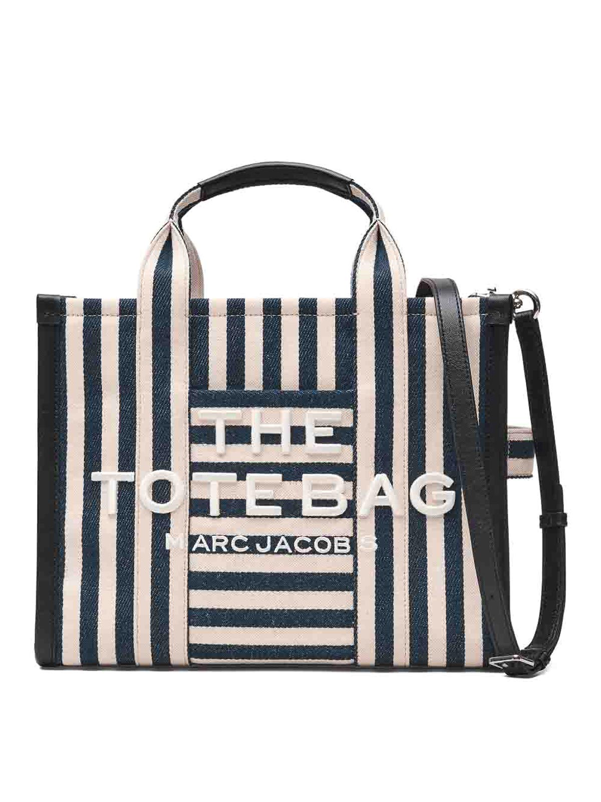 The Tote Bag With White And Blue Stripes