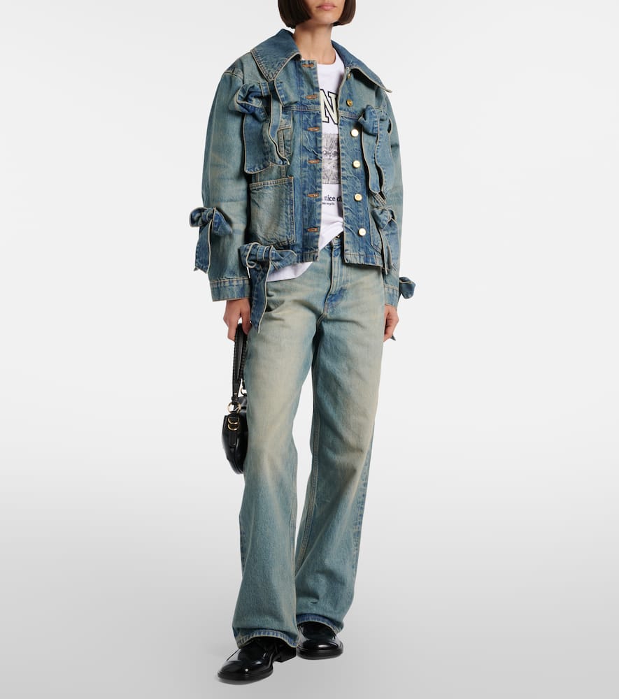 Bow-detail denim jacket