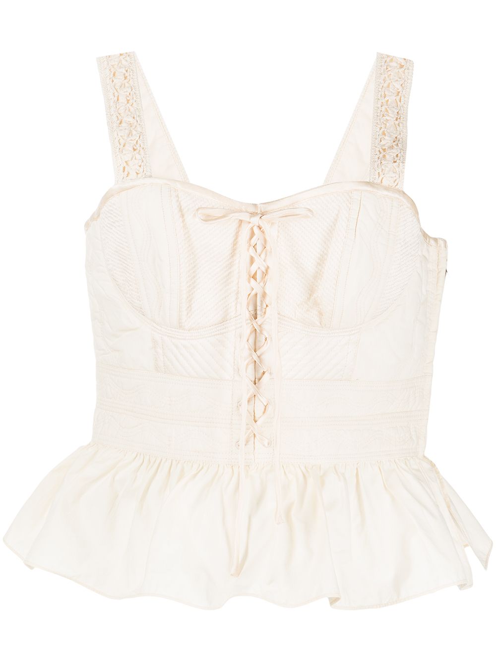 Peplum-hem cotton blouse - Neutrals