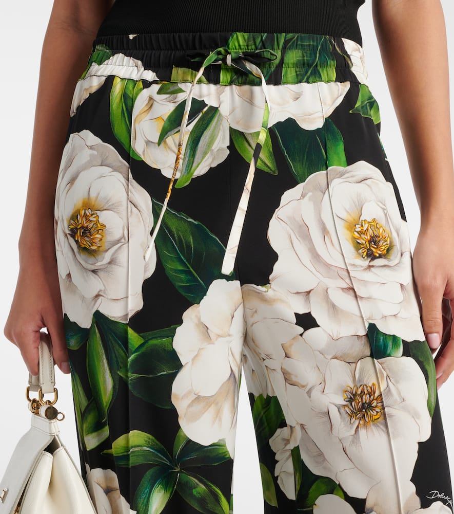 Floral silk-blend charmeuse pajama pants