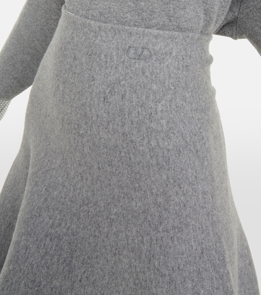 High-rise wool-blend midi skirt