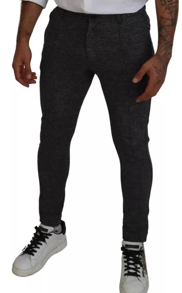 Chevron Viscose Jeans — Black