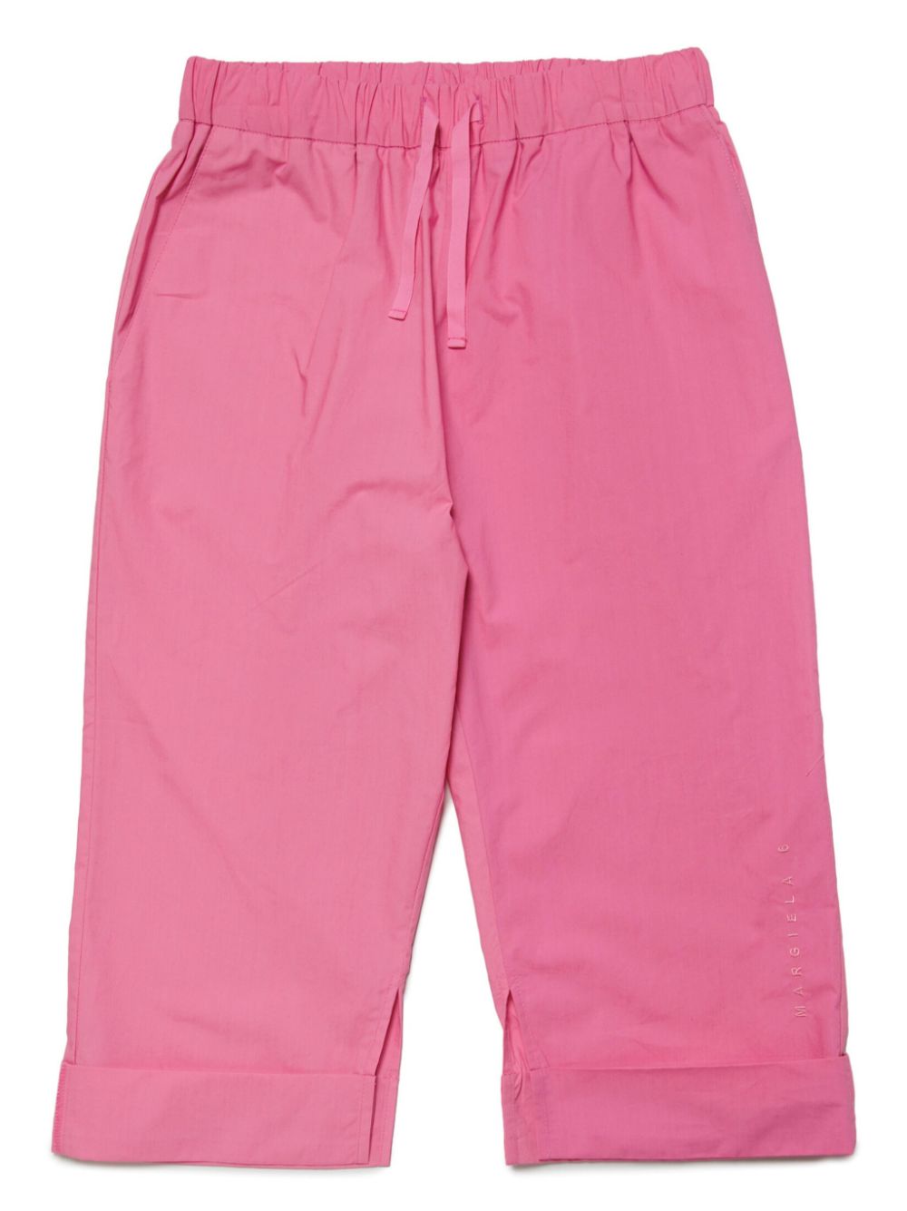 Logo-embroidered cotton trousers - Pink