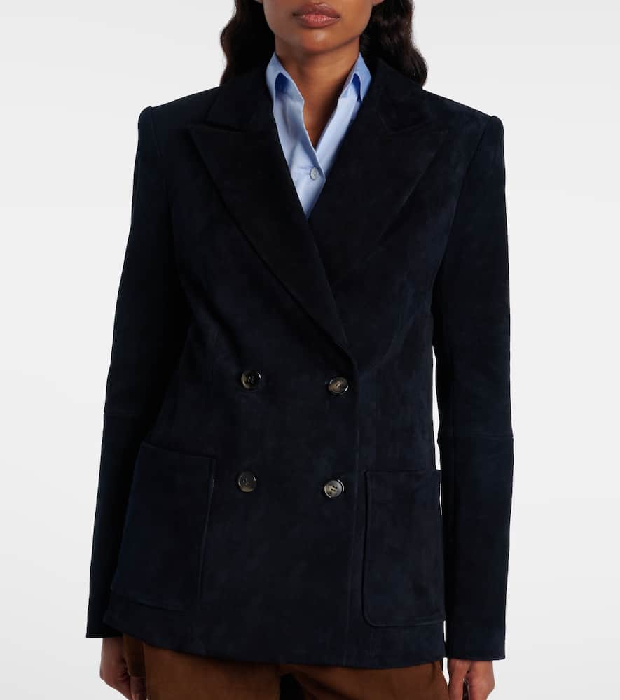 Suede double-breasted blazer