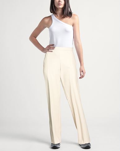 Woman Pants Off white Size 10 Polyurethane, Viscose