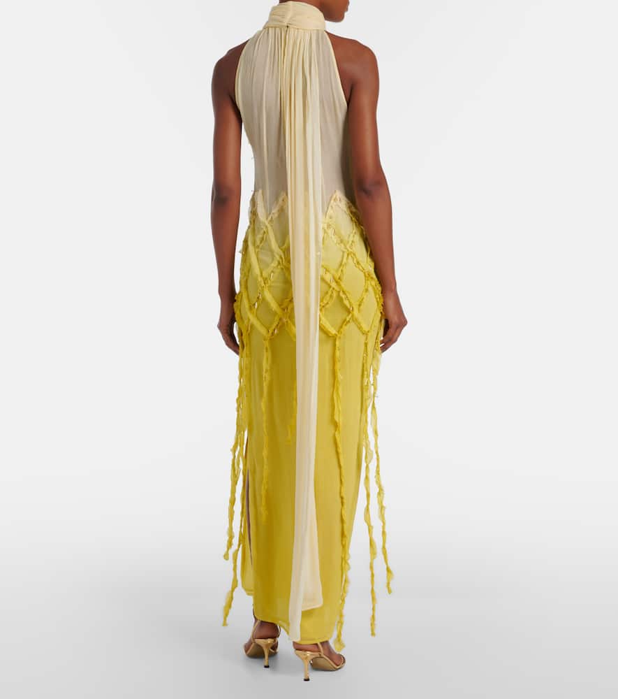 Embellished crepon maxi dress