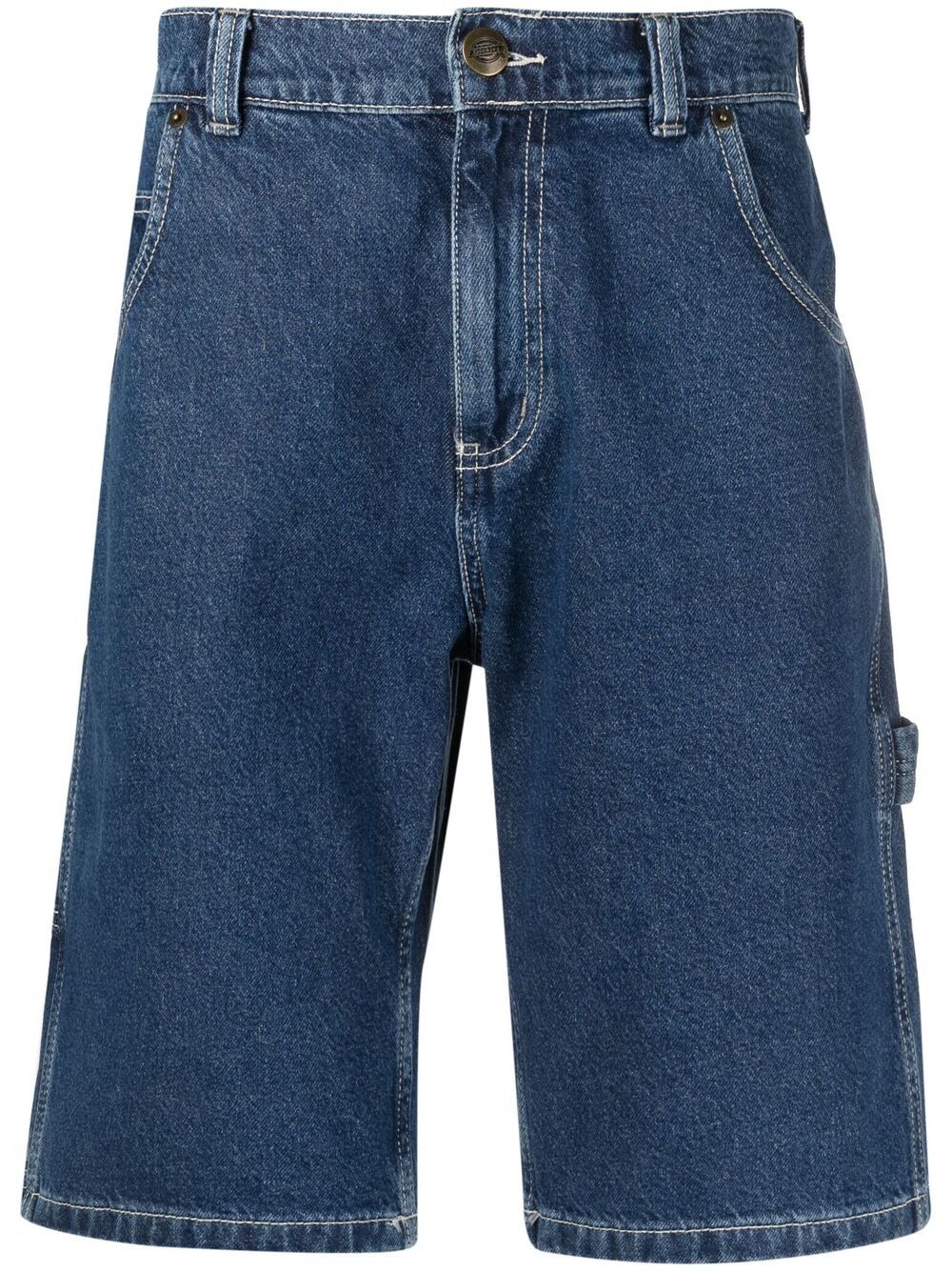 Knee-length denim shorts - Blue