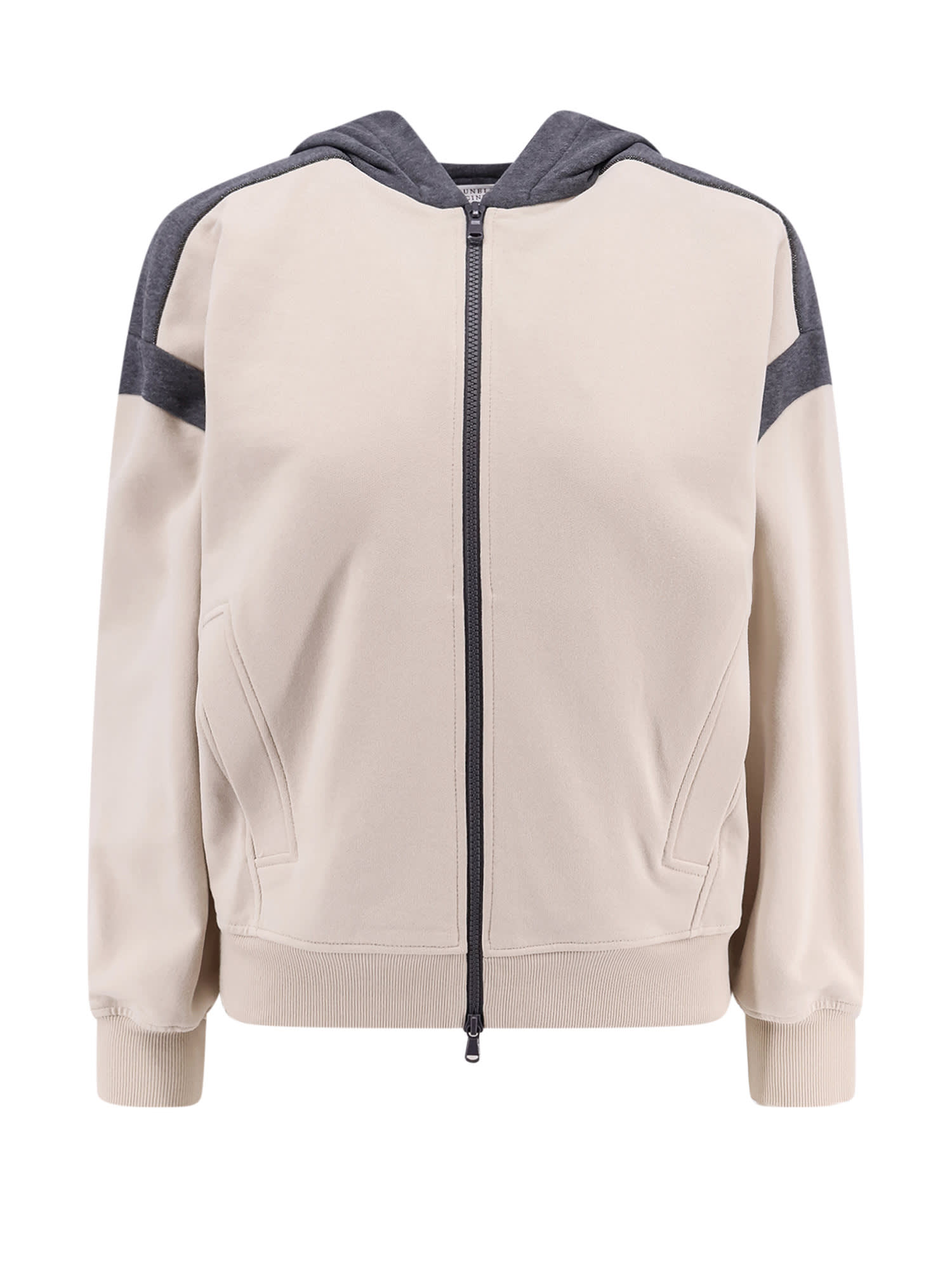 Panelled hoodie - Neutrals