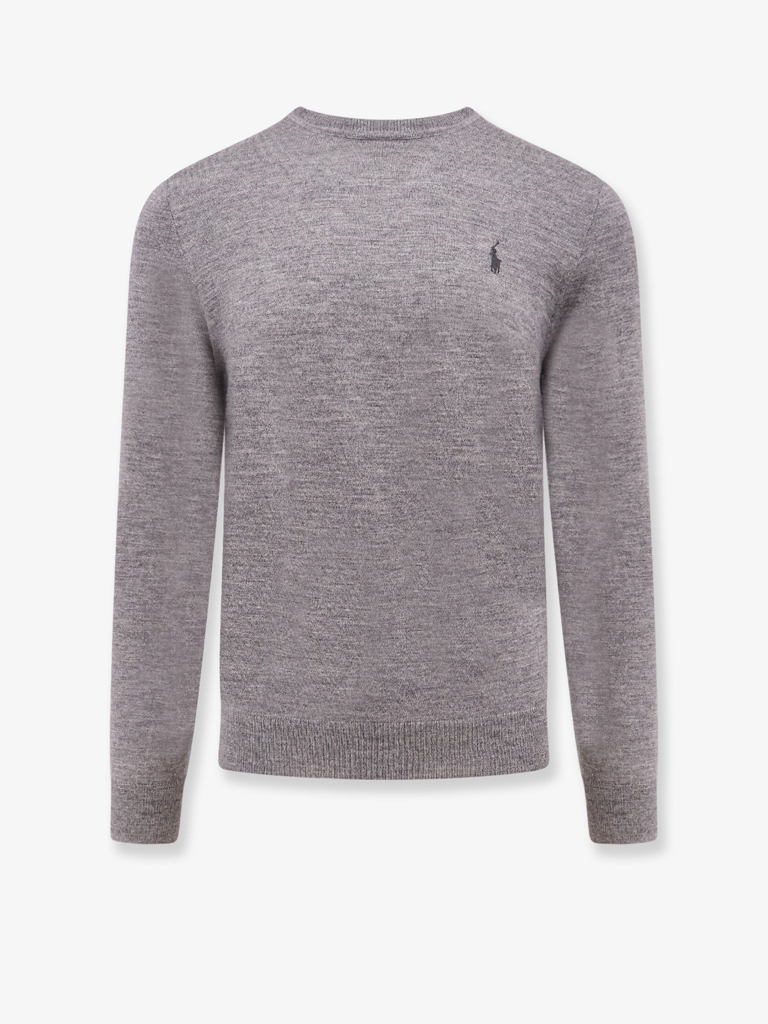 Logo-Embroidered Wool Sweater — Gray