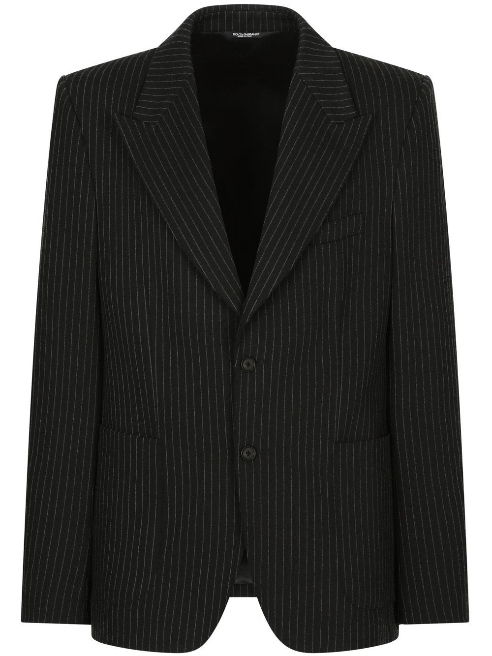 Pinstriped single-breasted blazer - Black