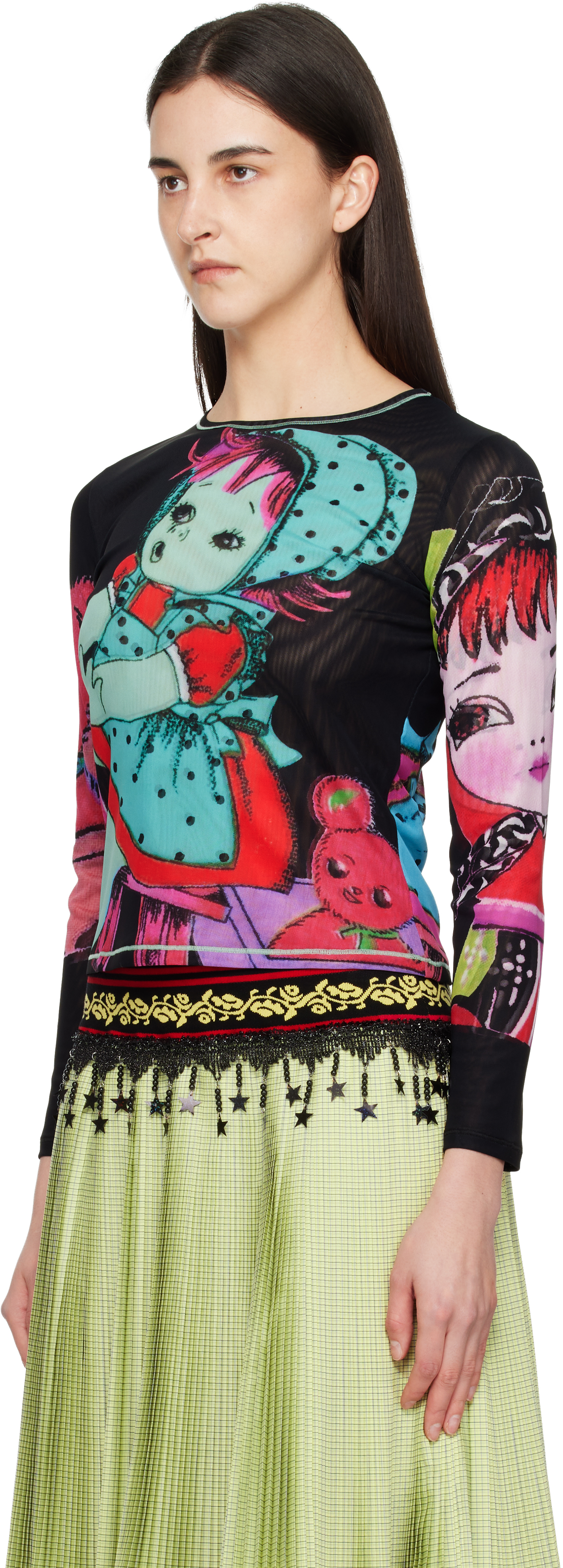 Multicolor Sweeties Fitted Mesh Top