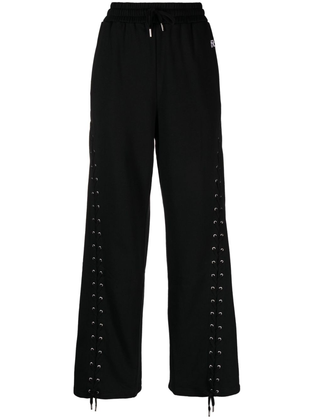 Lace-up wide-leg trousers - Black
