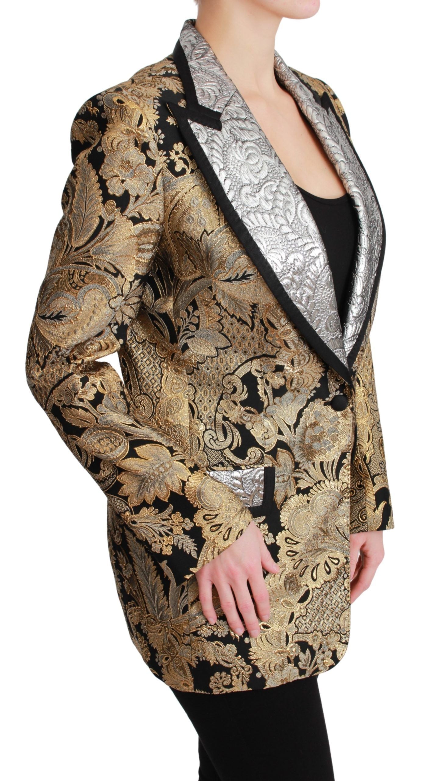 Jacquard-Embroidered Blazer — Gold