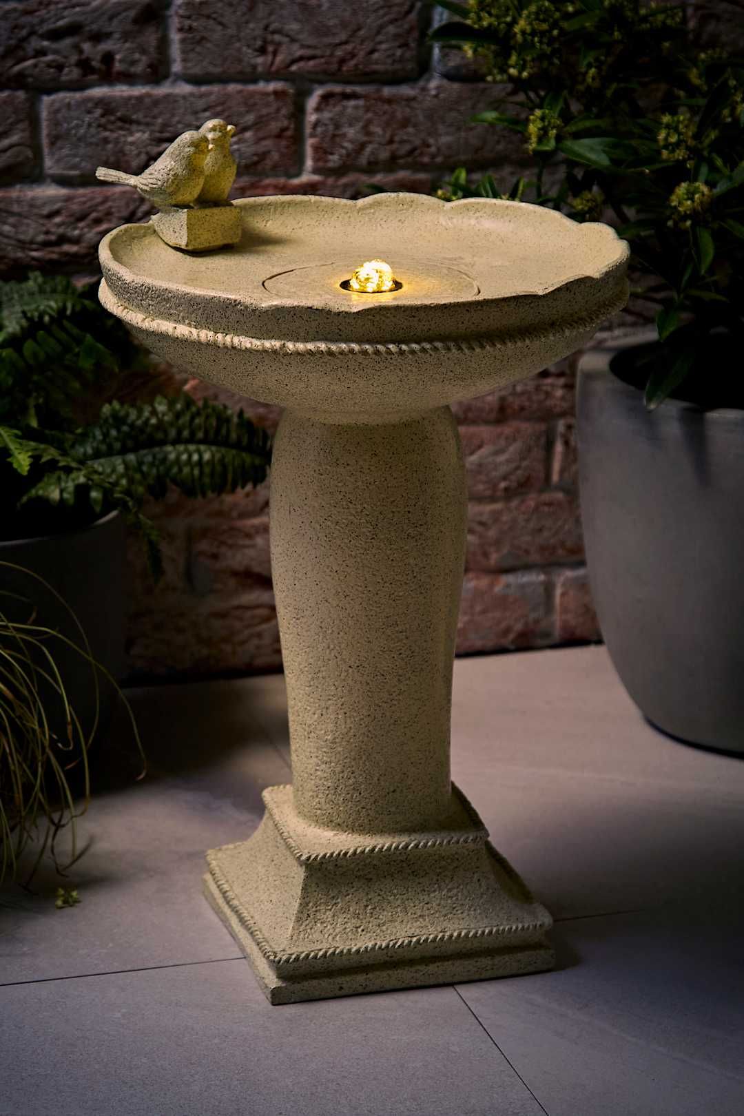 Valuelights Solar Powered Outdoor Bird Bath Water Fountain Feature In Crea
