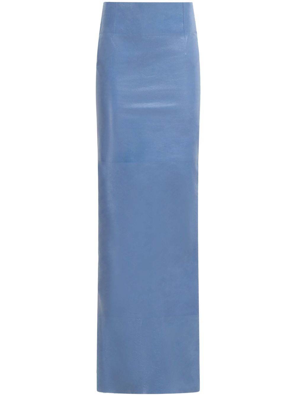 Rear-slit leather maxi skirt - Blue