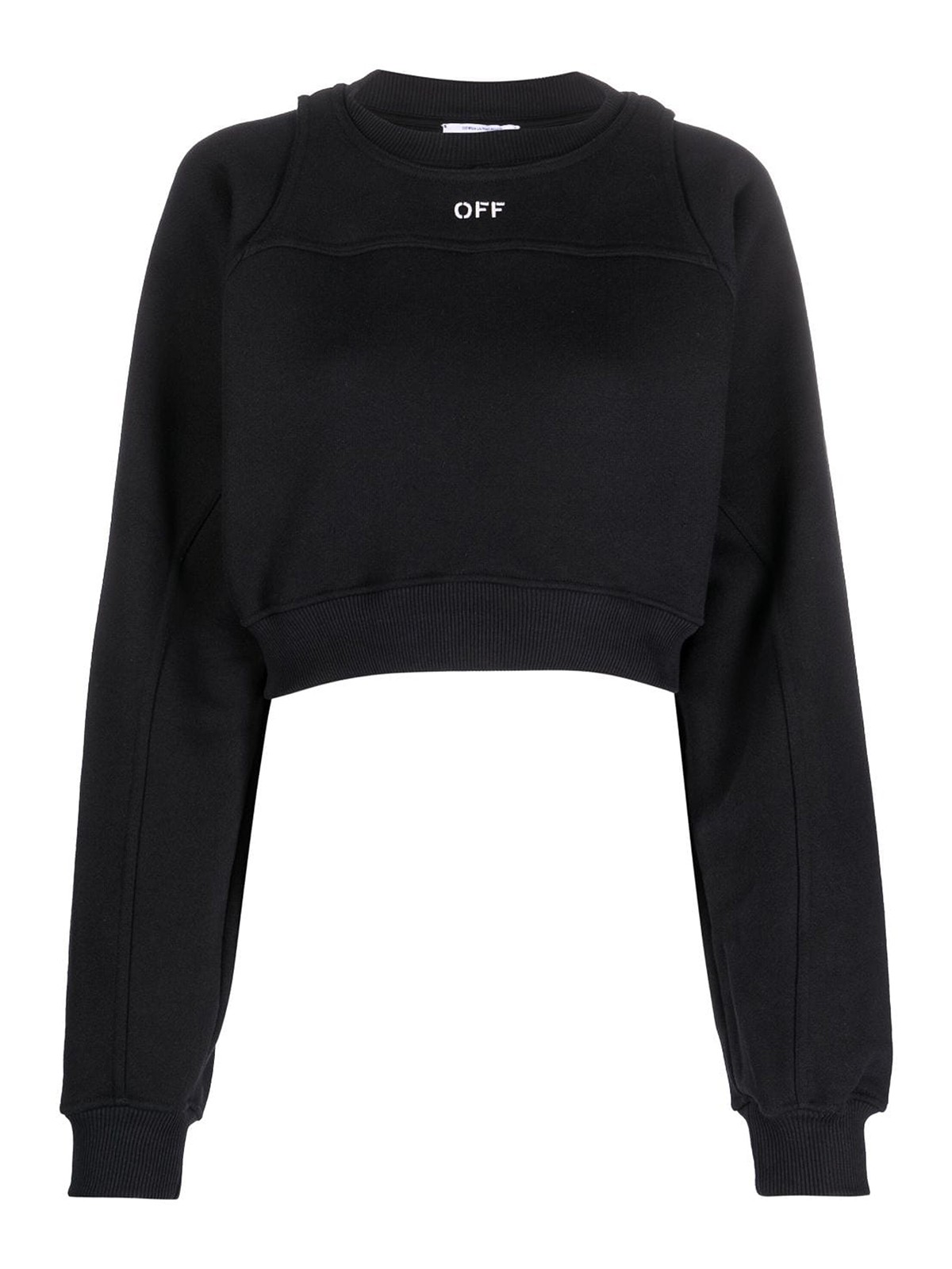 `off stamp` cropped crew-neck sweatshirt