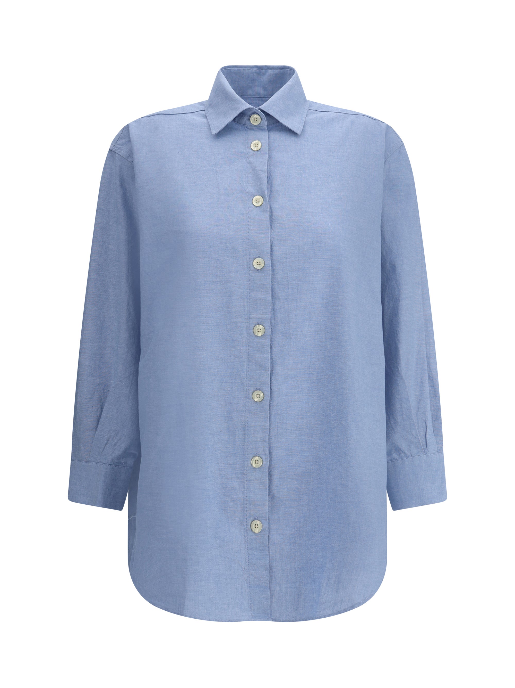 Oversized Cotton Shirt — Blue