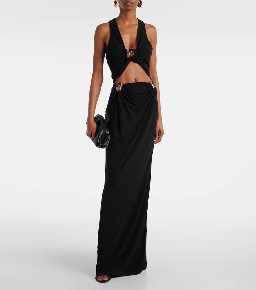 Duo Bezel Quartz jersey maxi dress