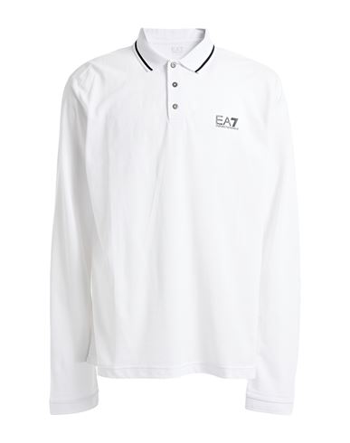 Man Polo shirt White Size XL Cotton, Elastane