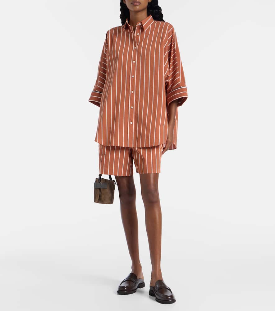 Striped cotton-blend Bermuda shorts