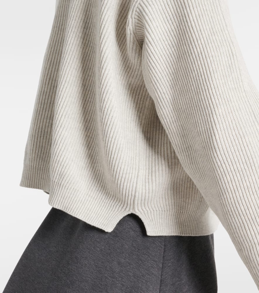 Ribbed-knit cotton polo sweater