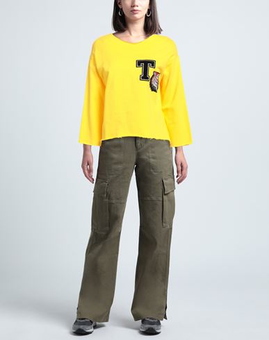 Woman Sweatshirt Yellow Size 8 Cotton