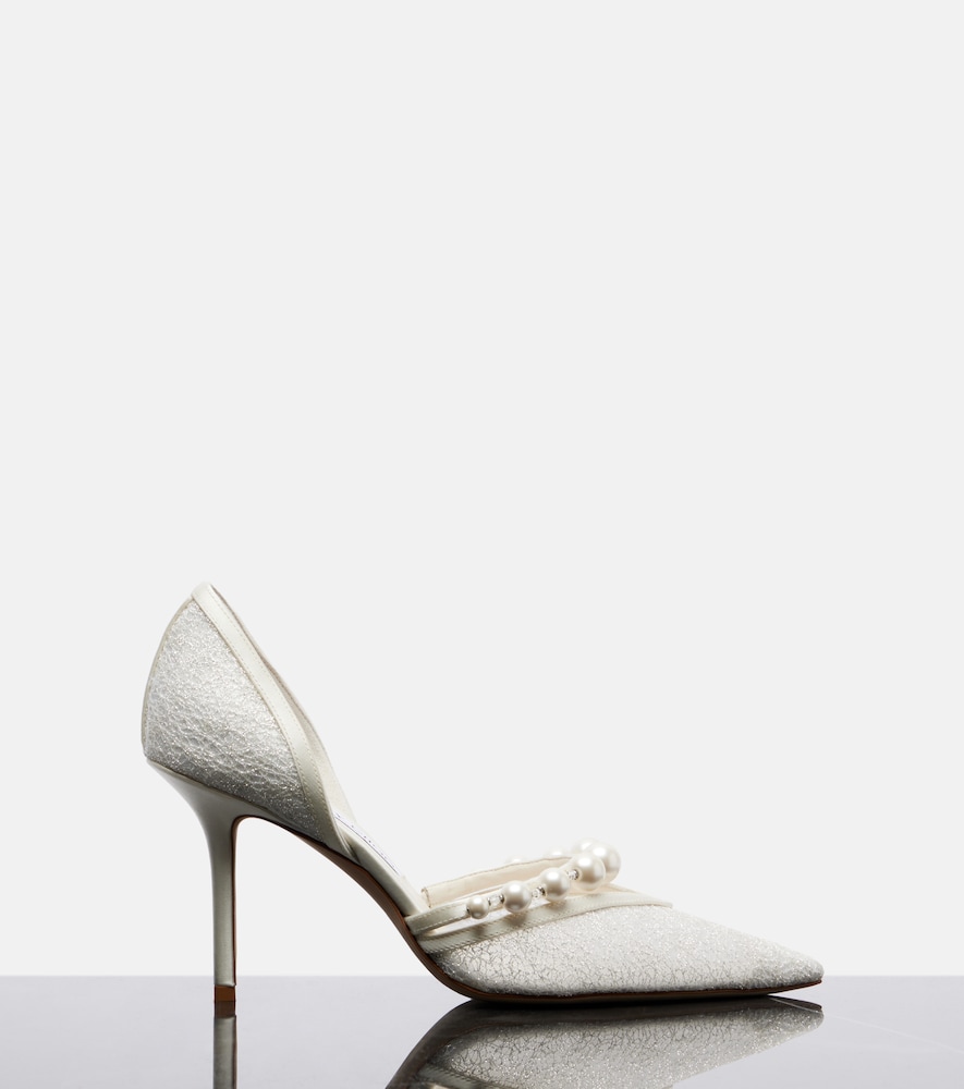 Bridal Aurelie embellished leather pumps