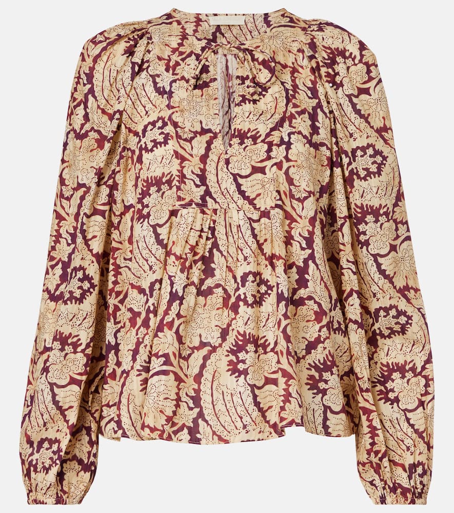 Brea printed cotton-blend blouse