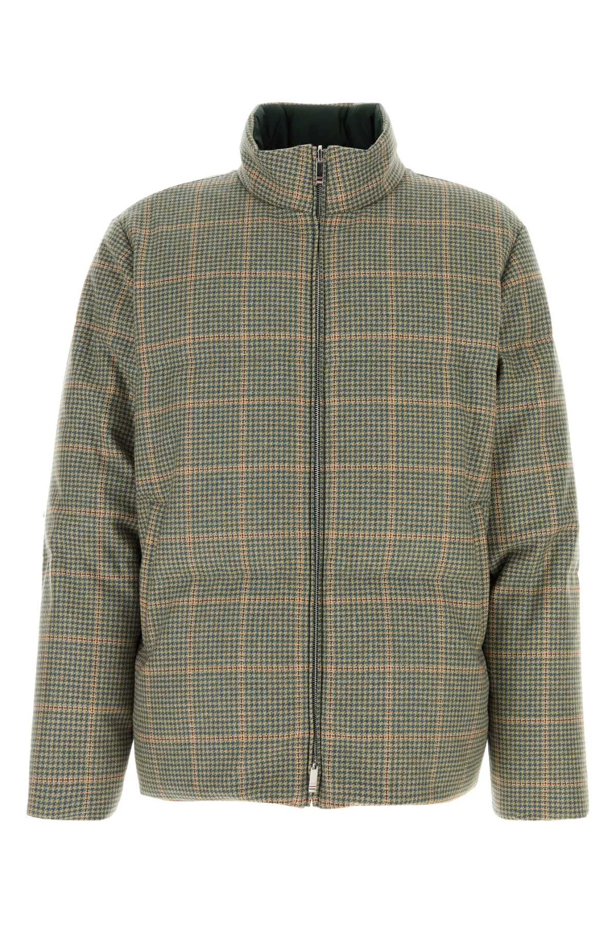 Houndstooth Wool Down Jacket — Green