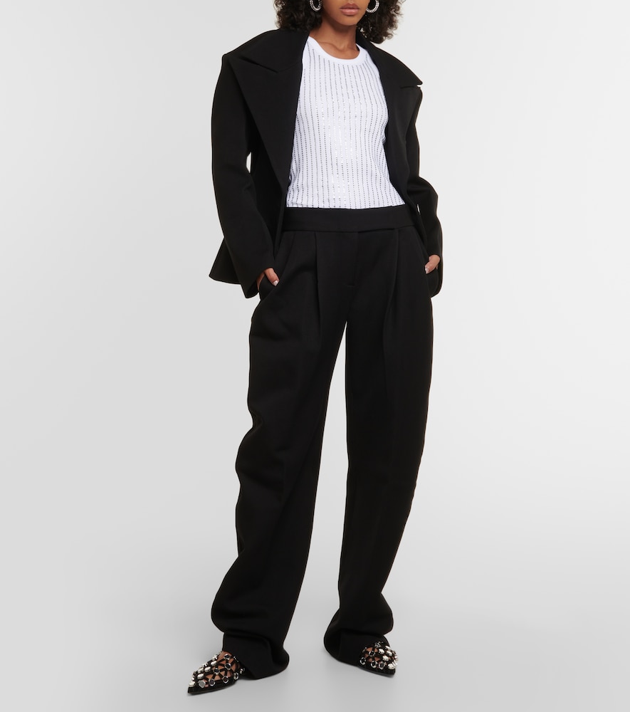 Wide-leg satin pants