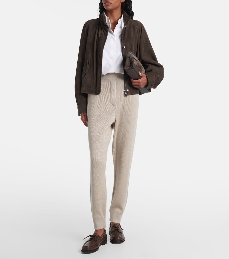 Ribbed-knit cashmere-blend tapered pants