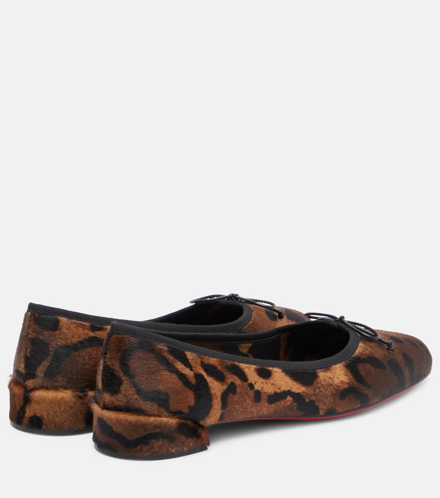 Leopard-print calf hair ballet flats