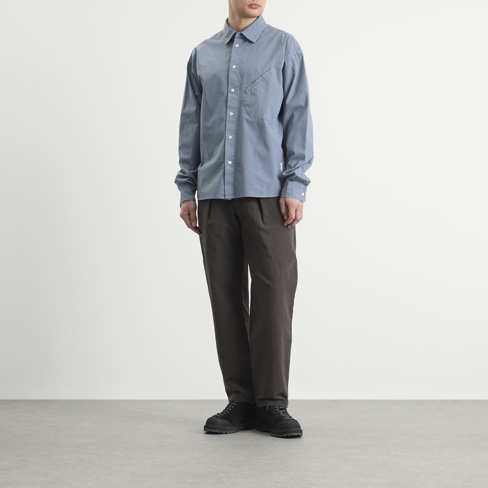 Men's Field Cotton Long Sleeve Shirt in Folkstone Grey