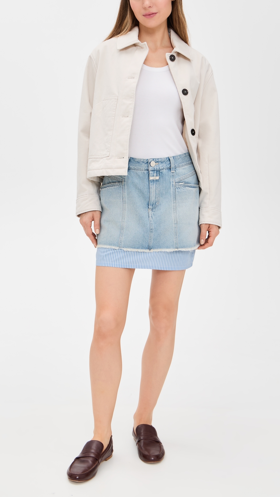Closed Denim Poplin Mini Skirt Light Blue