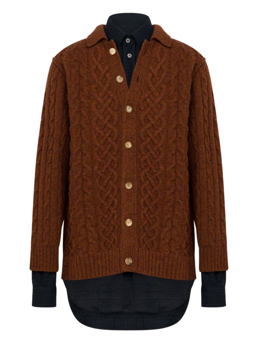 Cable-knit cardigan - Brown