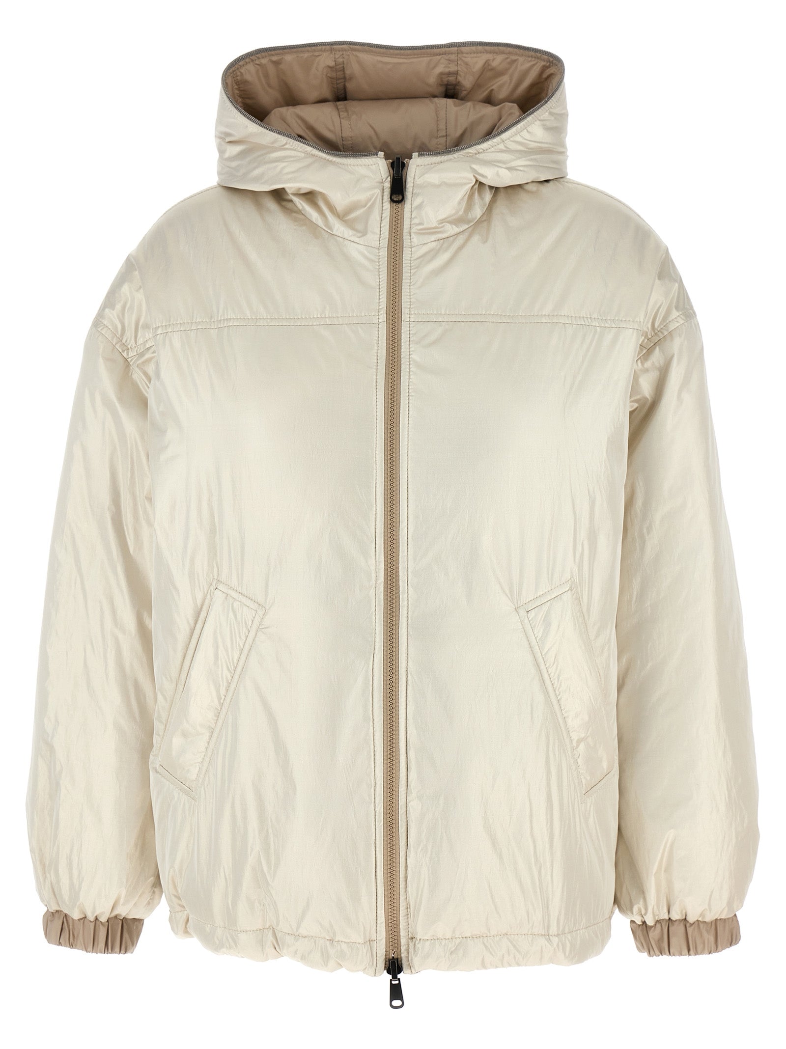 Reversible Nylon Down Down Jacket — Beige