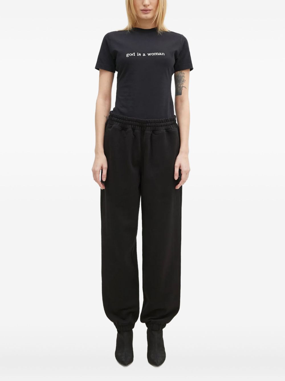 Slogan-print short-sleeve T-shirt - Black