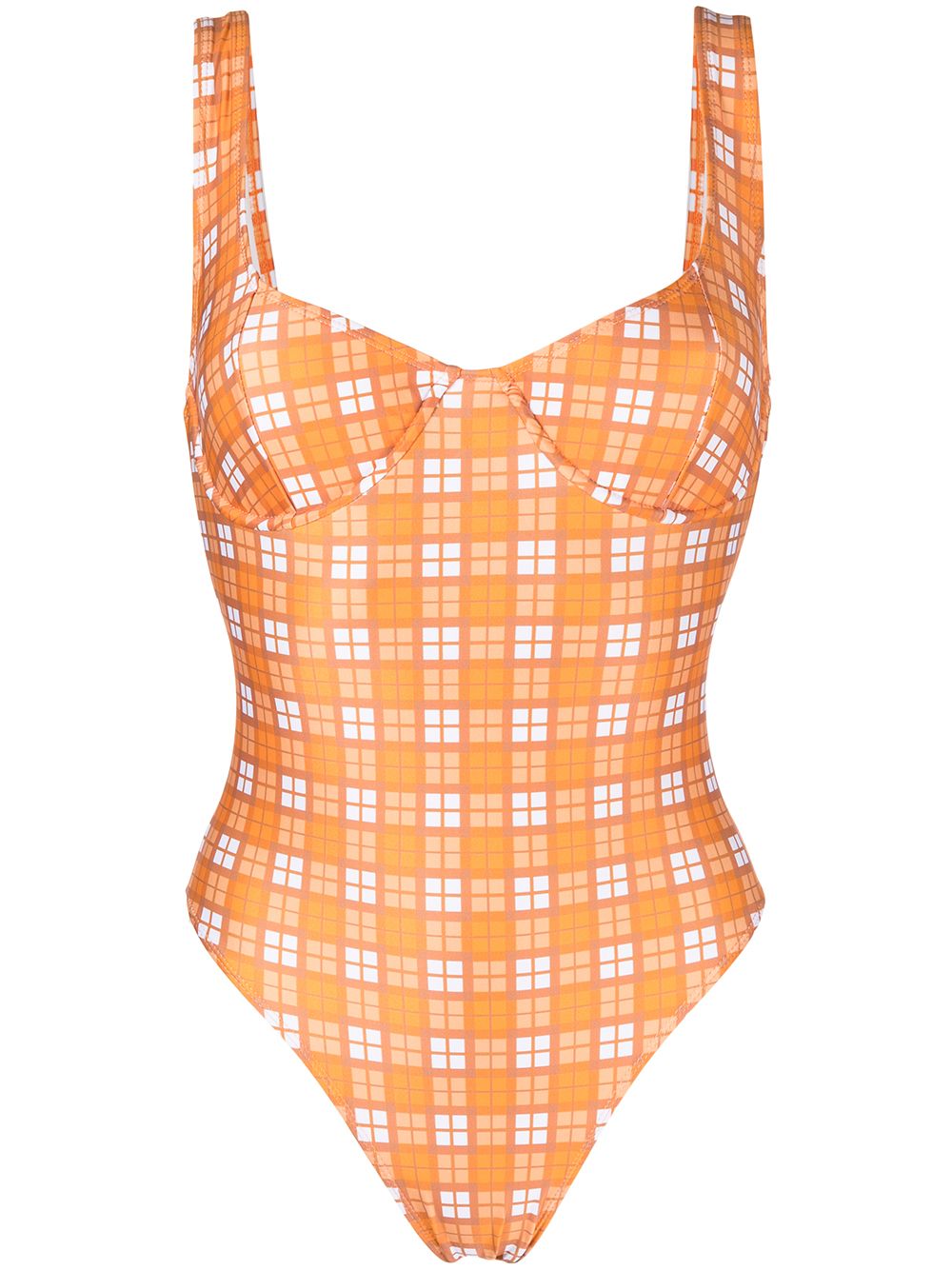 Mona check swimsuit - Orange