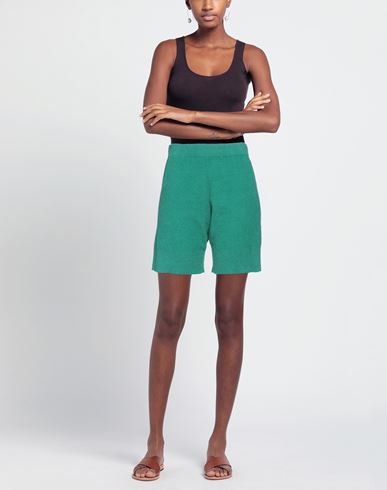 Maison Flâneur Woman Shorts & Bermuda Shorts Green Size 6 Cotton, Polyamide, Cashmere