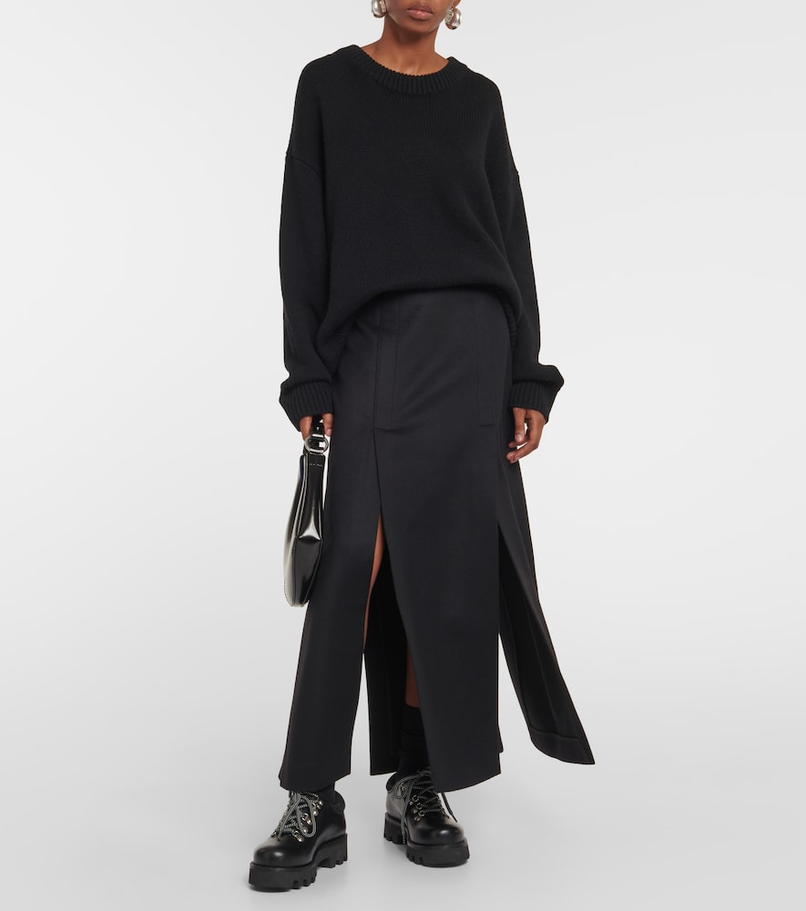 Virgin wool-blend maxi skirt