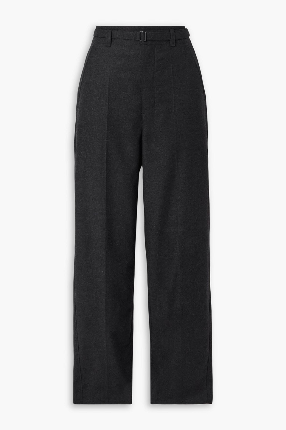 Belted pleated cashmere-blend tapered pants - Gray - FR 40