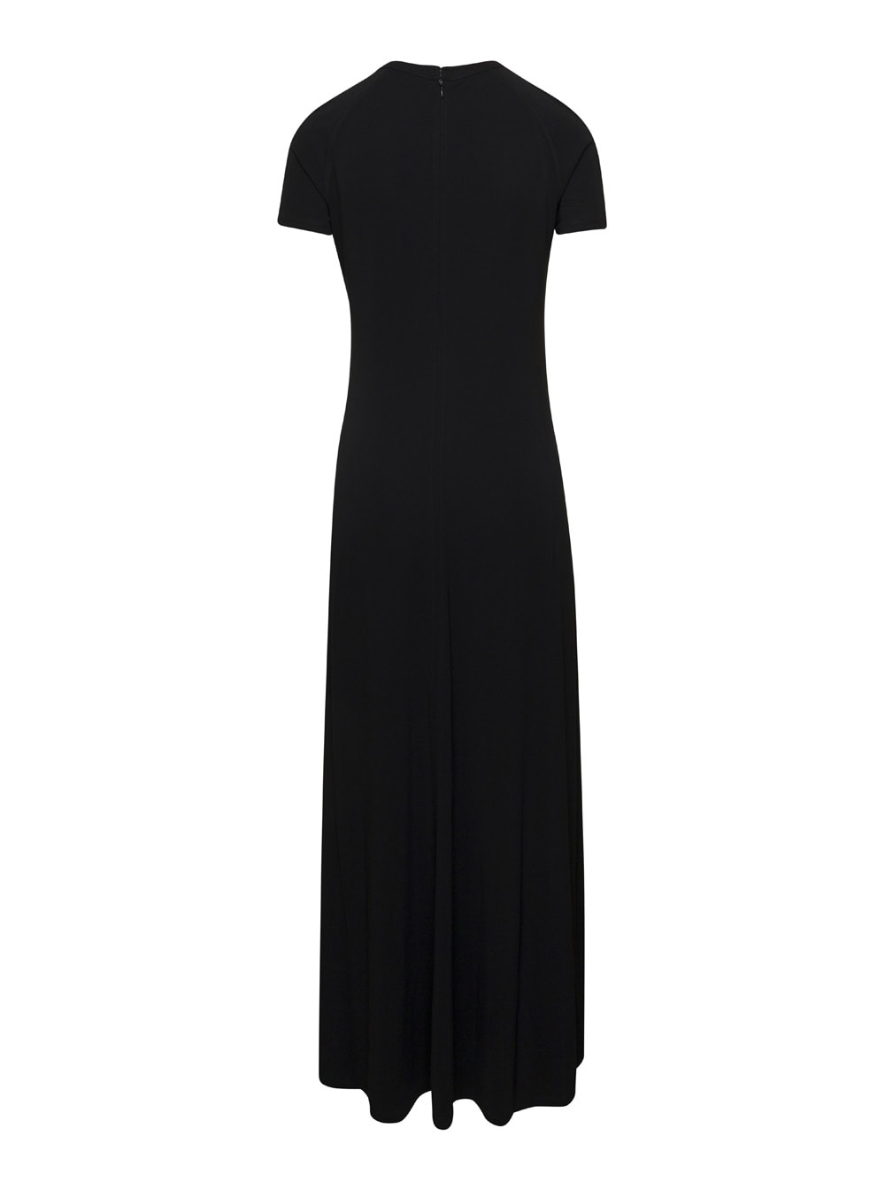 Black Crewneck Fluid Maxi Dress In Viscose Woman