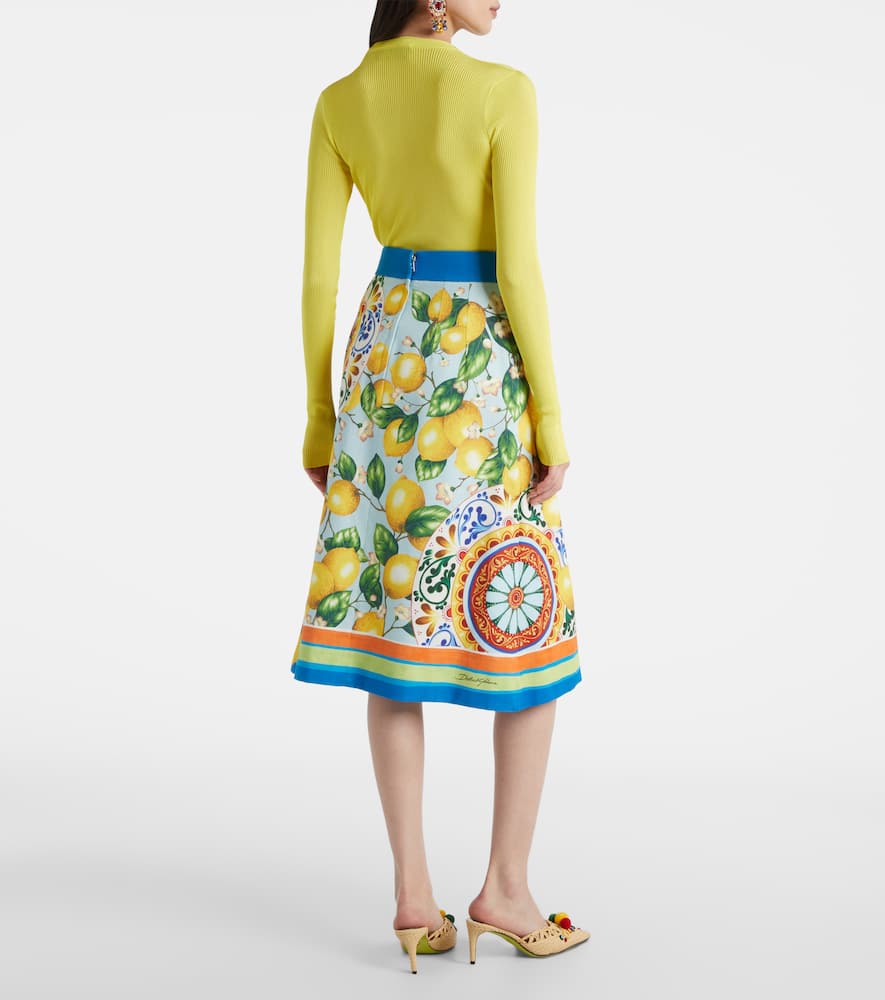 Layered printed cotton-blend midi skirt