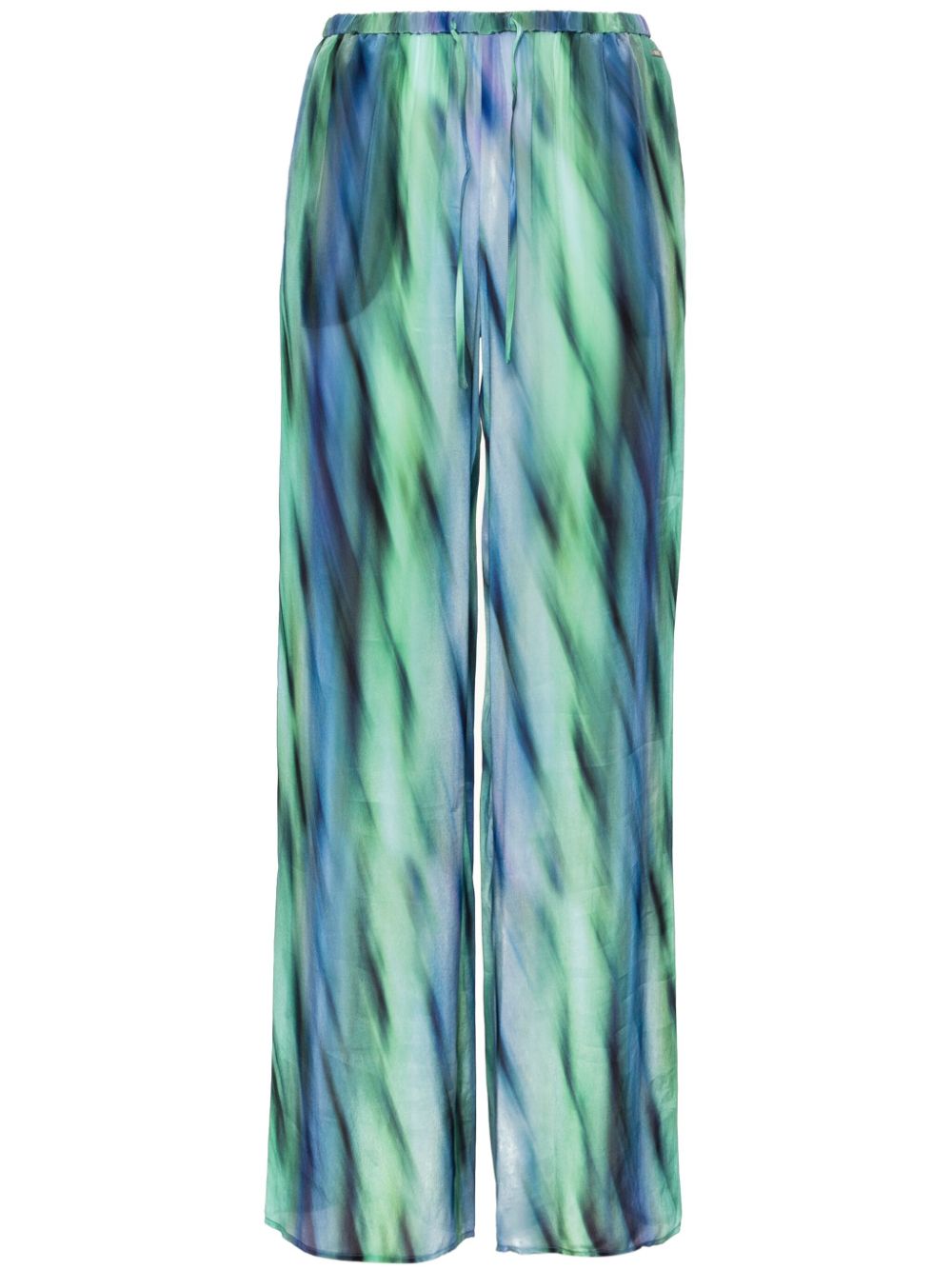 Abstract-print lightweight straight trousers - Green