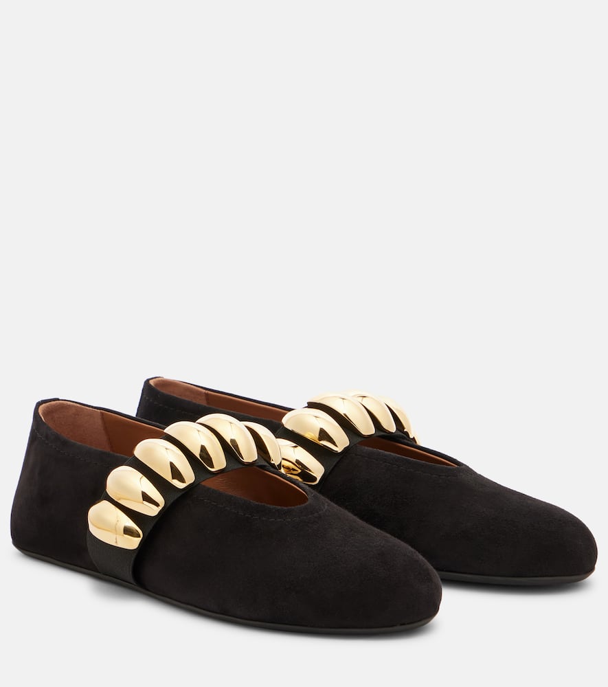 Alaïa Embellished suede ballet flats