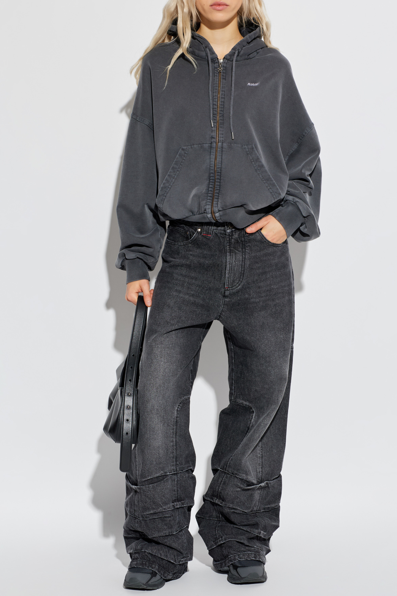 Jeans With Stitching, Women's, Grey