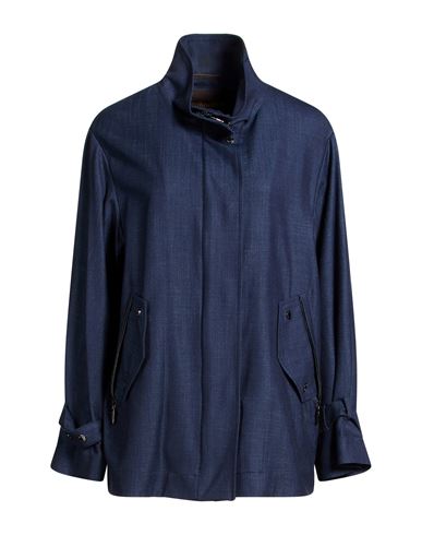 Woman Jacket Blue Size 4 Virgin Wool, Silk, Linen, Elastane