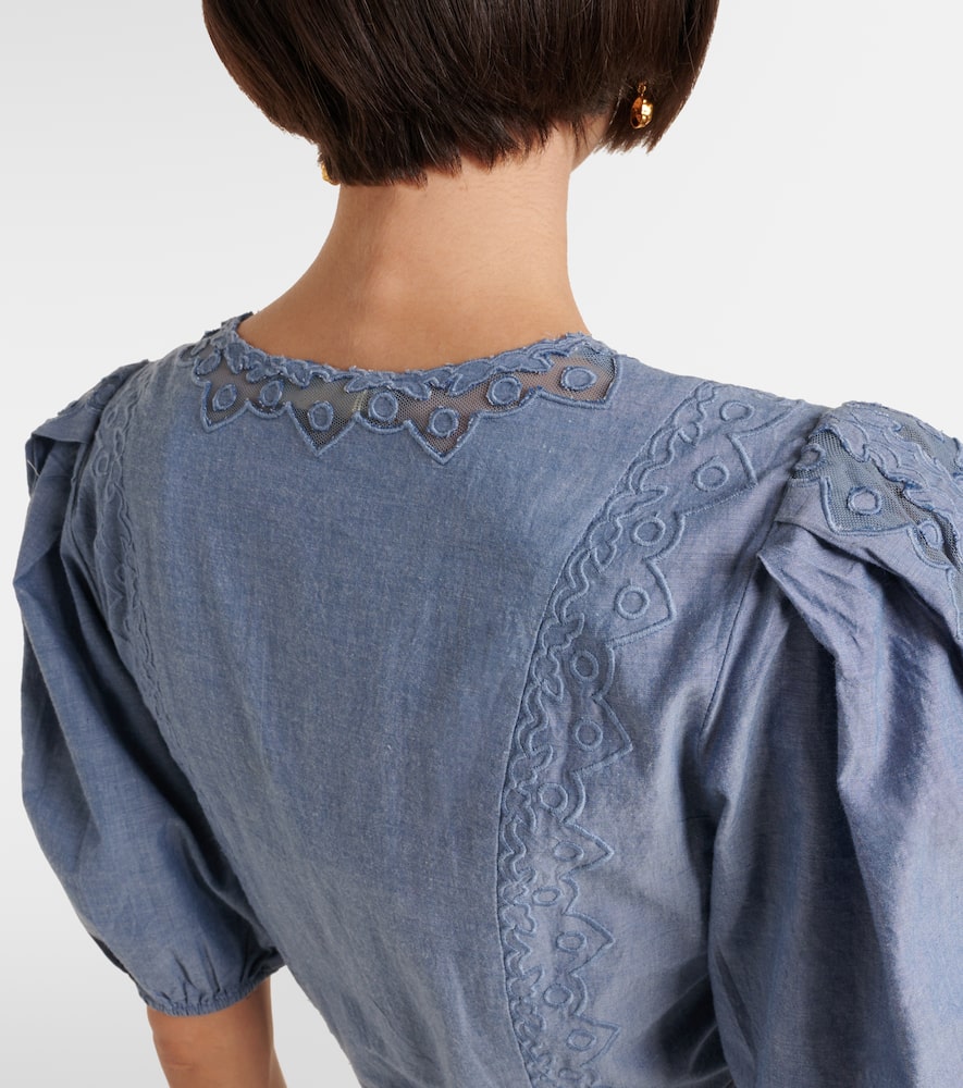 Camila lace-trimmed cotton minidress